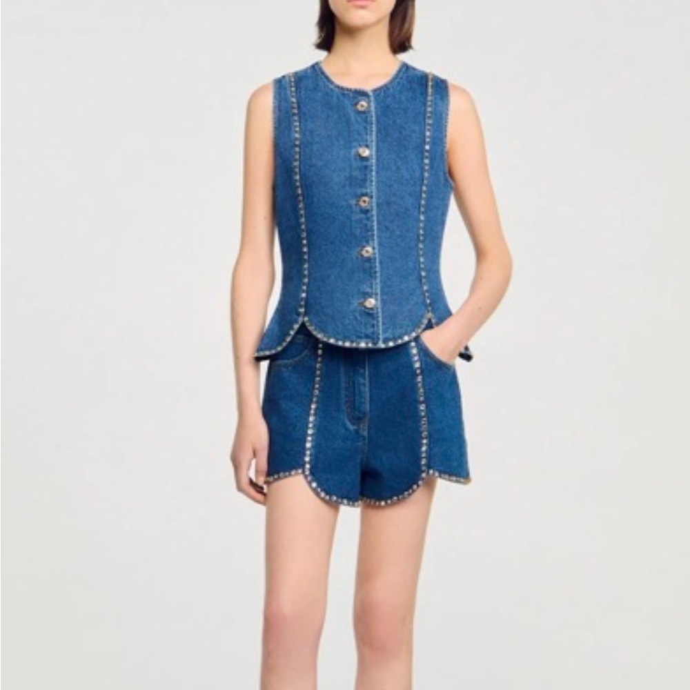 Sandro rhinestone denim short set - Picture 2 of 2